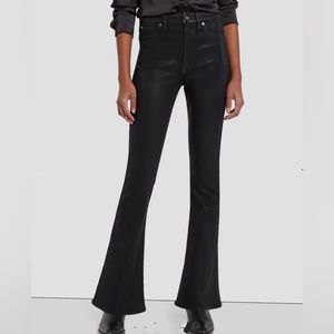 7 For All Mankind Tailoress Ultra High Rise Skinny Boot in Coated Black. Size 28